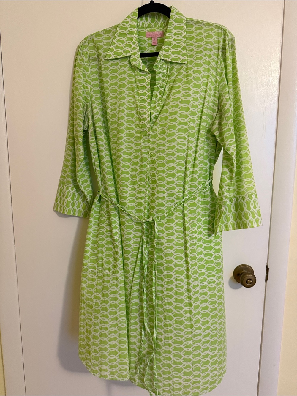 Lilly Pulitzer Lime Green Printed Midi Shirt Dress